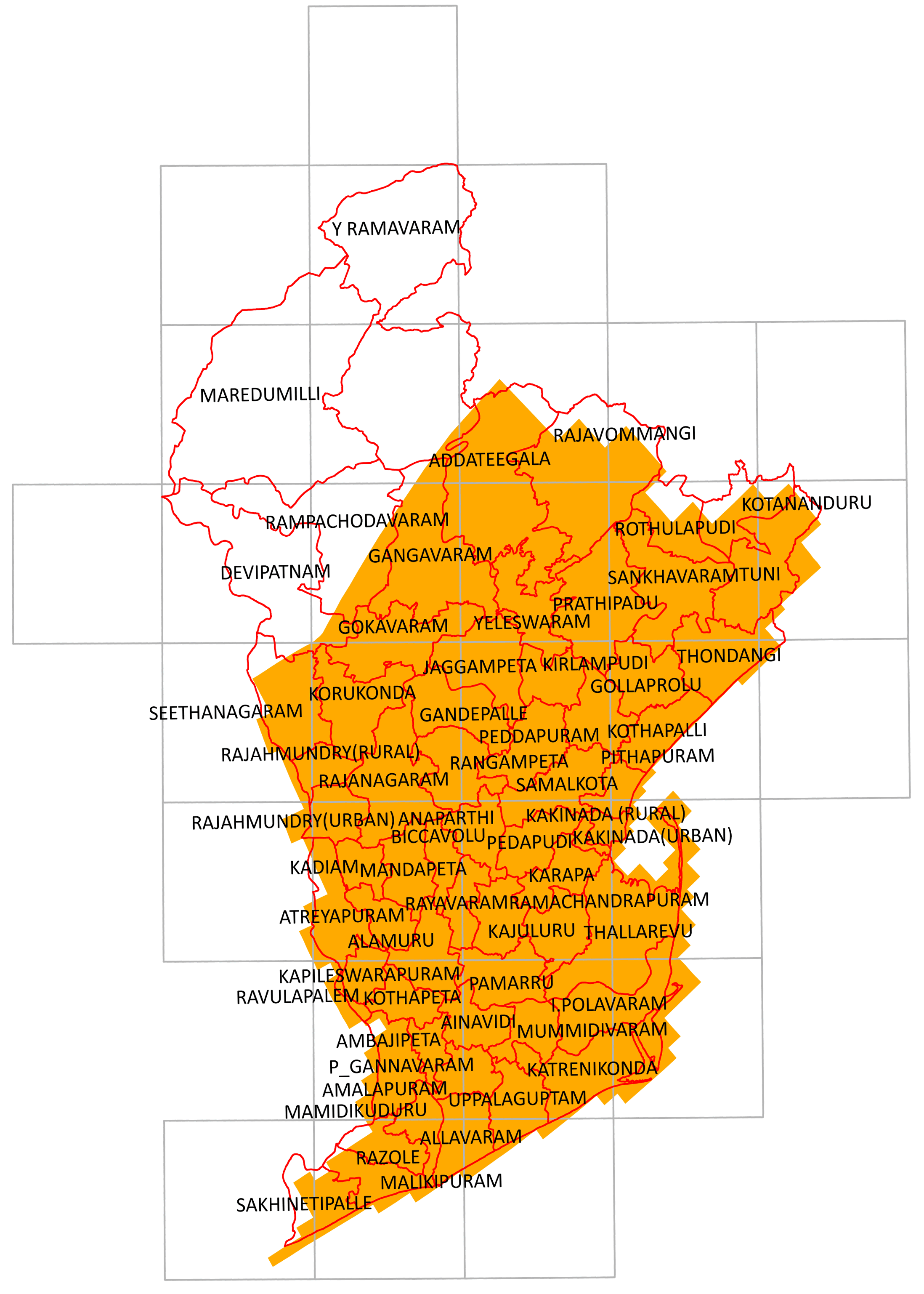 Storm surge inundation map for cyclone with wind speed 